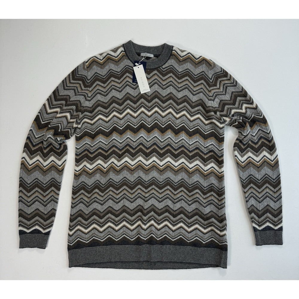Codice Men Size 52 Merino Wool Cashmere Sweater NWT Chevron Striped Pullover